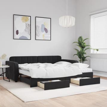 vidaXL Slaapbank met onderschuifbed en lades 90x200 cm, Verzenden, Nieuw