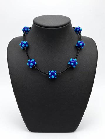verre de Murano - Collier - verre bleu cobalt, Antiquités & Art