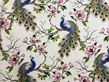Tissu coton Pavoni & Magnolie – Style oriental élégant –