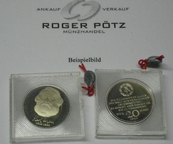 Ddr 20 Mark 100 Todestag Karl Marx 1983 Pp originalverplo..., Postzegels en Munten, Munten | Europa | Niet-Euromunten, België
