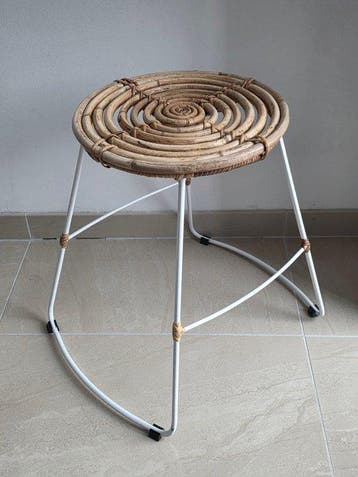 Bijzettafel - Rattan, Staal - Kruk, Antiek en Kunst