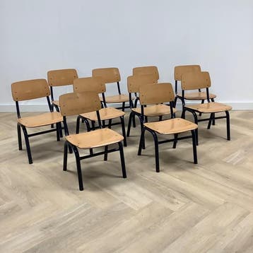 complete school set van 20 stoelen Marko, blauw - beuken, Huis en Inrichting, Stoelen, Gebruikt, Hout, Eén