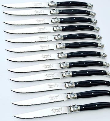 Laguiole - 12x Steak Knives - Black - style de - Ensemble de, Antiek en Kunst