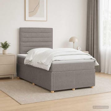 vidaXL Boxspringbed met matras met hoofdeinde Taupe 120 x, Verzenden