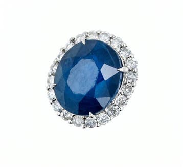Zonder minimumprijs - Hanger Platina - 2.59ct. tw. Saffier -