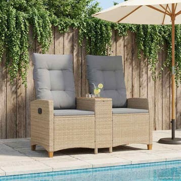 vidaXL Ligbank met Tafel 2 -Seater 126 x 65 x 112 cm poly, Tuin en Terras, Verzenden, Nieuw