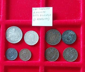 San Marino. Lotto di 8 monete, 1894/1938 (Zonder