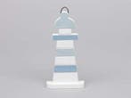 Vuurtoren Hout Blauw/Wit Maritiem 7,5x15 cm, Nieuw