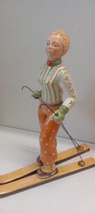 Tosin - Beeldje - Bambino con sci - Porselein, Glazuur,