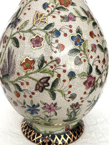 Prachtige grote vaas met kleurige florale chinoiserie