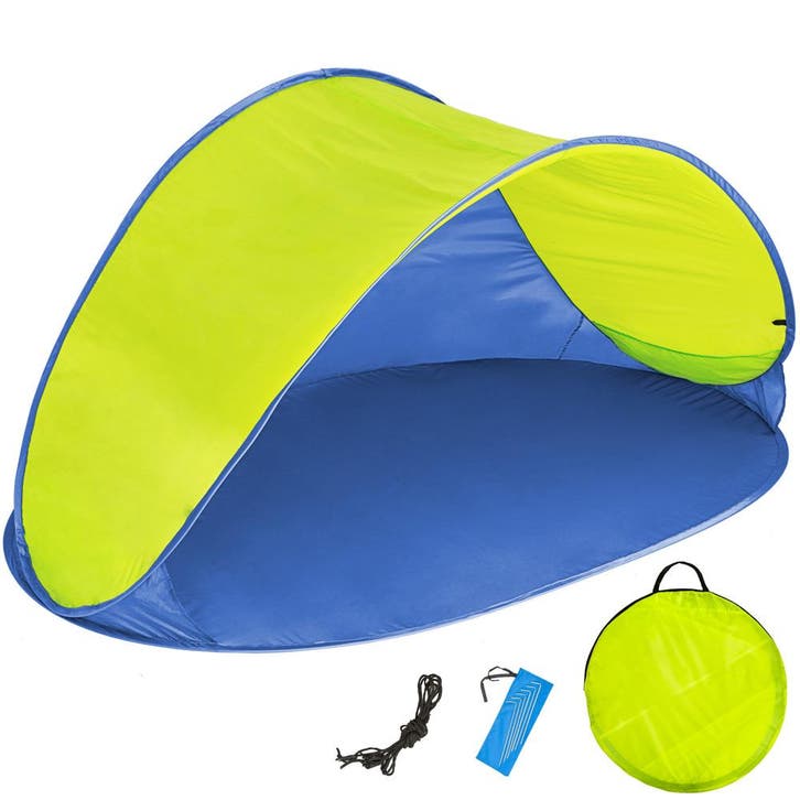 tectake Pop up strandtent Jasmin - blauw / geel, Caravans en Kamperen, Kampeeraccessoires, Verzenden