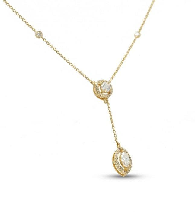 Halsketting - 14 karaat Geel goud - 0.63ct. tw. Diamant, Handtassen en Accessoires, Kettingen