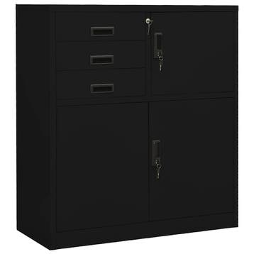 vidaXL Kantoorkast 90x40x102 cm staal zwart, Verzenden