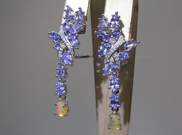 Tanzanite Boucles doreilles - Hauteur : 40 mm - Largeur :