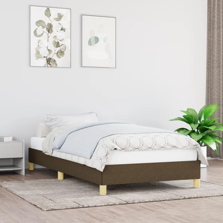 vidaXL Bedframe zonder matras 90x190 cm stof donkerbruin, Maison & Meubles, Chambre à coucher | Lits, Envoi