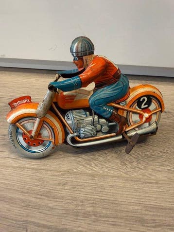 Technofix - Blik speelgoed-motorfiets met opwindmechanisme, Antiek en Kunst