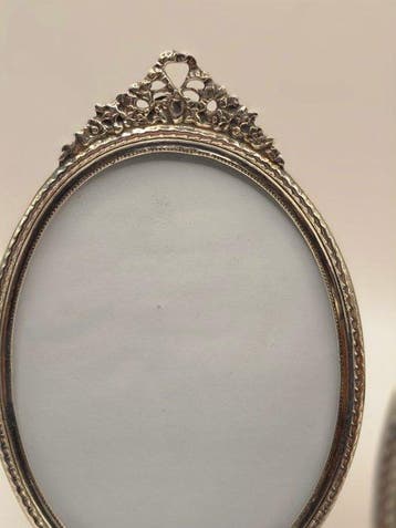 Cadre photo (2) - Argent 900 - Ovale égyptien vintage