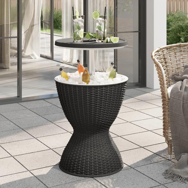 vidaXL IJskoeltafel 3-in-1 polypropeen zwart, Tuin en Terras, Tuintafels, Nieuw, Verzenden