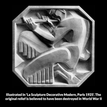 Naar Marcel Bouraine Satyr met Fluit - Reliëf, Art Deco
