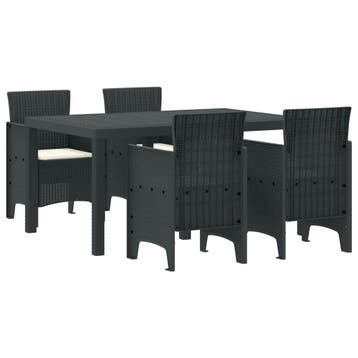 vidaXL Tuin Eettafel Set 5 st Antraciet Polt riet, Verzenden, Nieuw