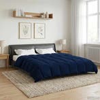 vidaXL Zomer Deken Gekwilt Donkerblauw 220 x 240 cm, Verzenden