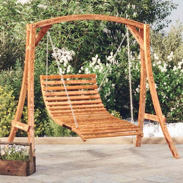 vidaXL Schommelbed vurenhout met teak afwerking, Verzenden, Nieuw