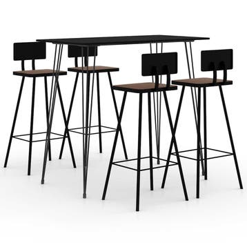 vidaXL 5-delige Barset zwart, Verzenden, Nieuw