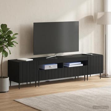 vidaXL 5-delige LED TV-kast Zwart Bewerkt hout, Huis en Inrichting, Kasten |Televisiemeubels, Verzenden, Nieuw