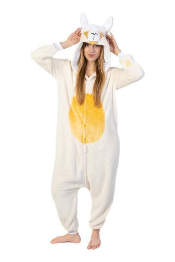 KIMU® Onesie Alpaca Lama Pak 140-146 Alpacapak Kostuum Wit P, Ophalen of Verzenden