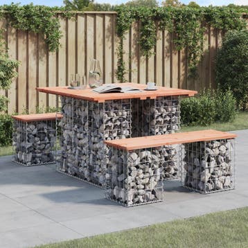 vidaXL Tuintafel schanskorfontwerp 100x102x72 cm massief, Jardin & Terrasse, Tables de jardin, Verzenden