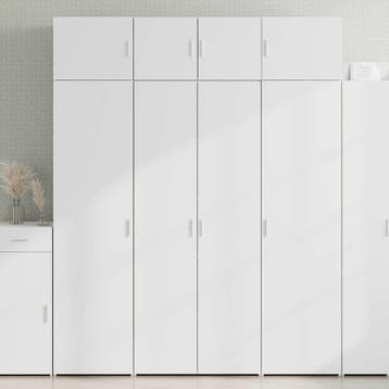 vidaXL Opbergkast 80x42,5x225 cm bewerkt hout wit, Huis en Inrichting, Verzenden, Nieuw