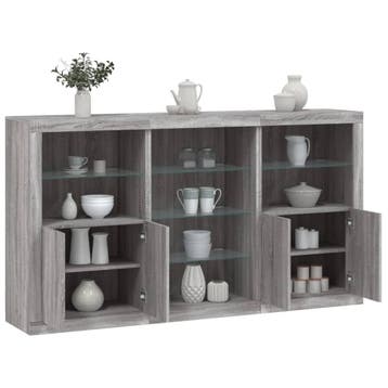 vidaXL Dressoir met LED-verlichting 181,5x37x100 cm grijs, Huis en Inrichting, Kasten | Dressoirs, Verzenden, Nieuw