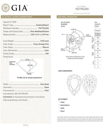 1 pcs Diamant (Natuurlijk gekleurd) - 0.30 ct - Peer - Fancy, Nieuw