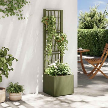 vidaXL Tuinplanter met Trellis Groen 36 x 36 x 140 cm PP, Tuin en Terras, Verzenden, Nieuw