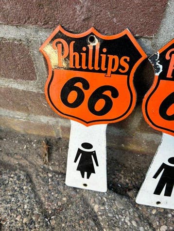 Vintage Phillips 66 toilet sign – metalen reclamebord – USA