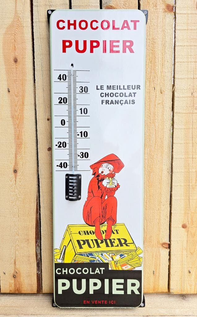 Nostalgische thermometer Chocolat Pupier XL, Verzamelen, Merken en Reclamevoorwerpen, Verzenden