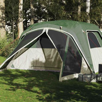 vidaXL Gezinstent met luifel 6-persoons waterdicht groen, Caravanes & Camping, Verzenden