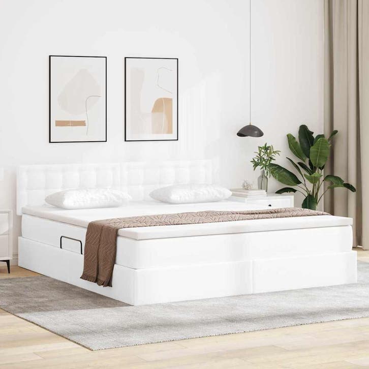 vidaXL Opslag bed met matras Zuiver Wit 180 x 200 cm, Huis en Inrichting, Slaapkamer | Bedden, Nieuw, Verzenden