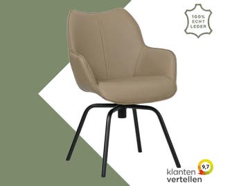 Leren draaibare eetkamerstoel Magic - Toledo Khaki, 60 tot 90 cm, Nieuw, Leer, Ophalen of Verzenden