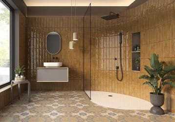 Wandtegel Pamesa Grace Gold Bruin Goud Glans 7,5x30, Doe-het-zelf en Bouw, Nieuw, 20 tot 40 cm, 10 m² of meer, Wandtegels