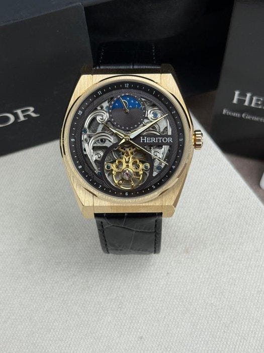 Heritor - Heritor Automatic Daxton Skeleton - Black/Gold -, Handtassen en Accessoires, Horloges | Heren