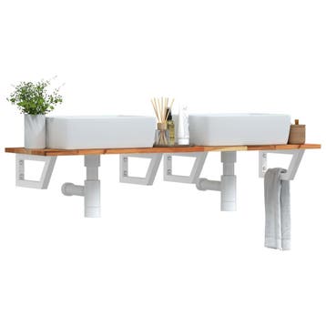 vidaXL Badkamer wandschap staal en massief acaciahout, Verzenden, Nieuw