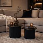 Tables dappoint cannelées - noir - Lot de 2, Maison & Meubles, Verzenden, Neuf