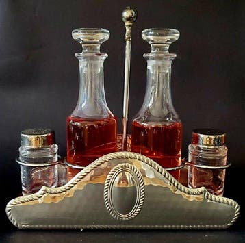 Ensemble de burettes - Argent, Métal, Verre - service de