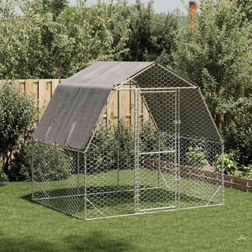 vidaXL Kippenren met dak 2,5x2x2,25 m gegalvaniseerd staal, Verzenden