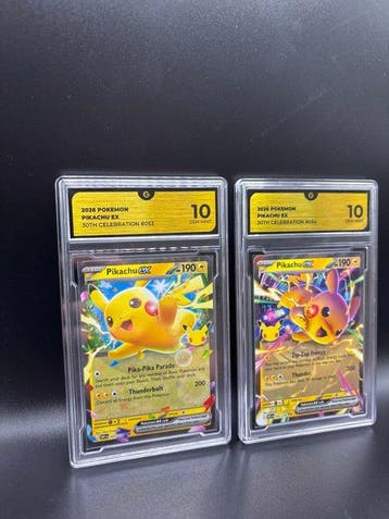 Pokémon - 2 Graded card - Pikachu 30 TH Annivesary - GG 10, Nieuw