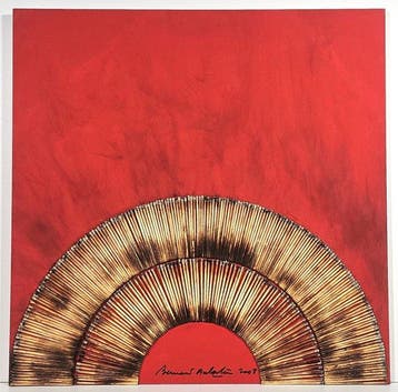 Bernard Aubertin (1934-2015) - Dessin de Feu sur Table Rouge