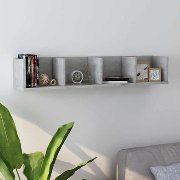 vidaXL Cd-wandschap 100x18x18 cm bewerkt hout betongrijs, Huis en Inrichting, Verzenden, Nieuw