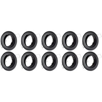 Spot Armatuur 10 Pack - Kantelbare GU10 Inbouwspot Zwart - L, Verzenden, Nieuw