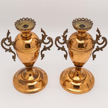 Altaarvazen, 19e siècle - Laiton - 1850-1900, Antiek en Kunst, Kunst | Niet-Westerse kunst